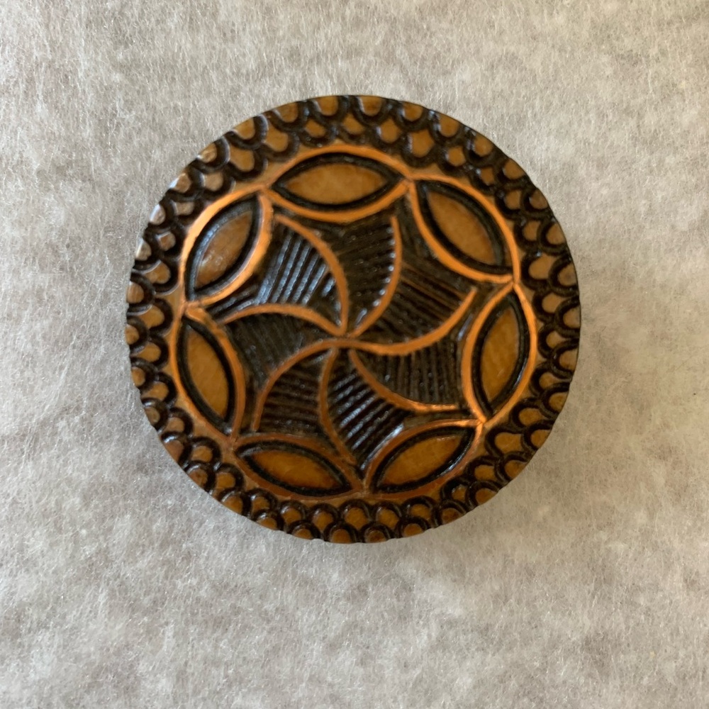 Vintage Wooden Style Carved Pin